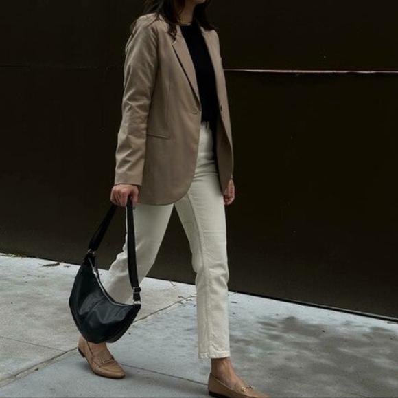 Everlane Jean The Cheeky Straight High Rise Ecru Sandstone Ankle Crop Zip Denim - Picture 12 of 13